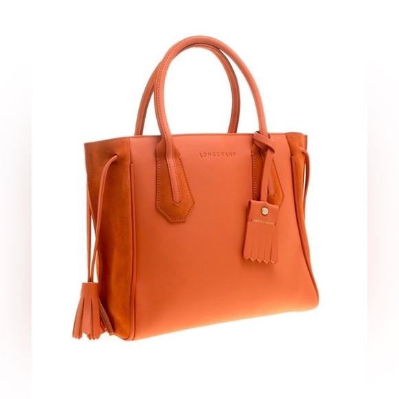 Longchamp Orange Leather and Suede Penelope Fantaisie Tote (Large) - Picture 4 of 5
